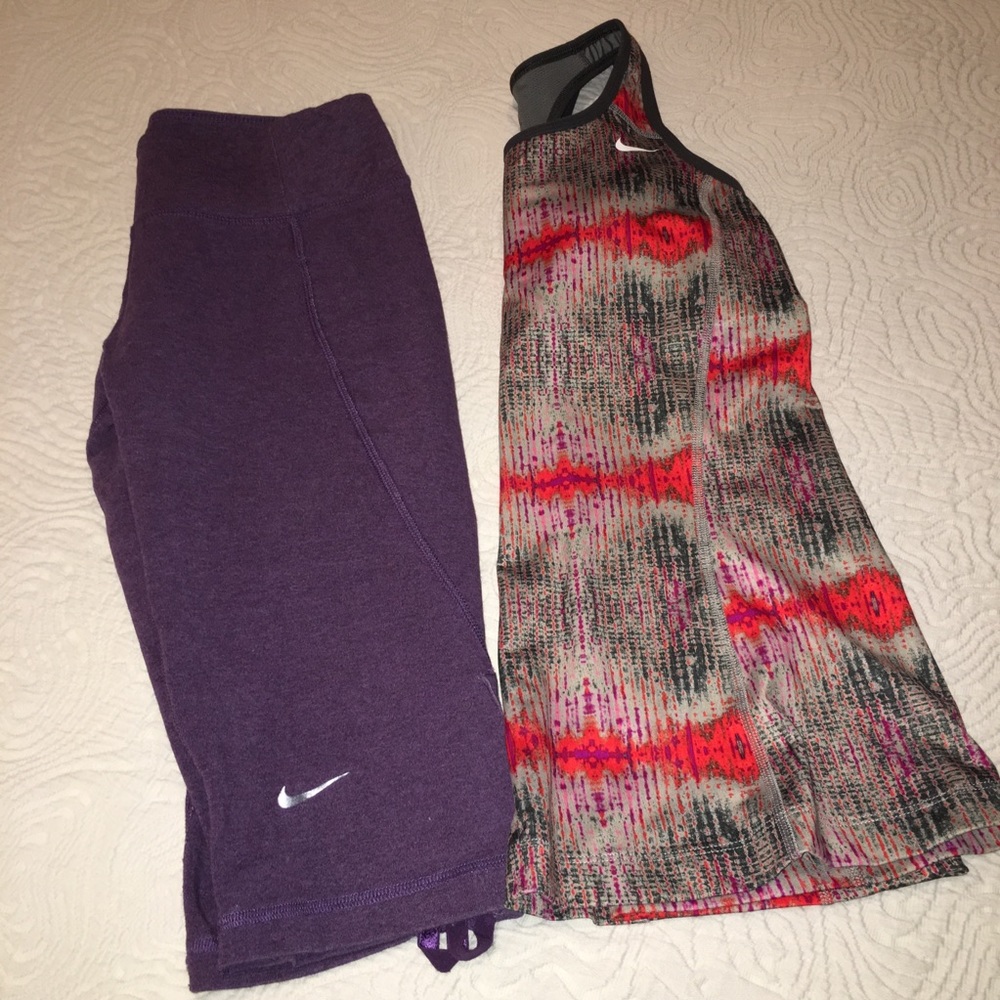 Nike dry-fit purple athletic pants, S